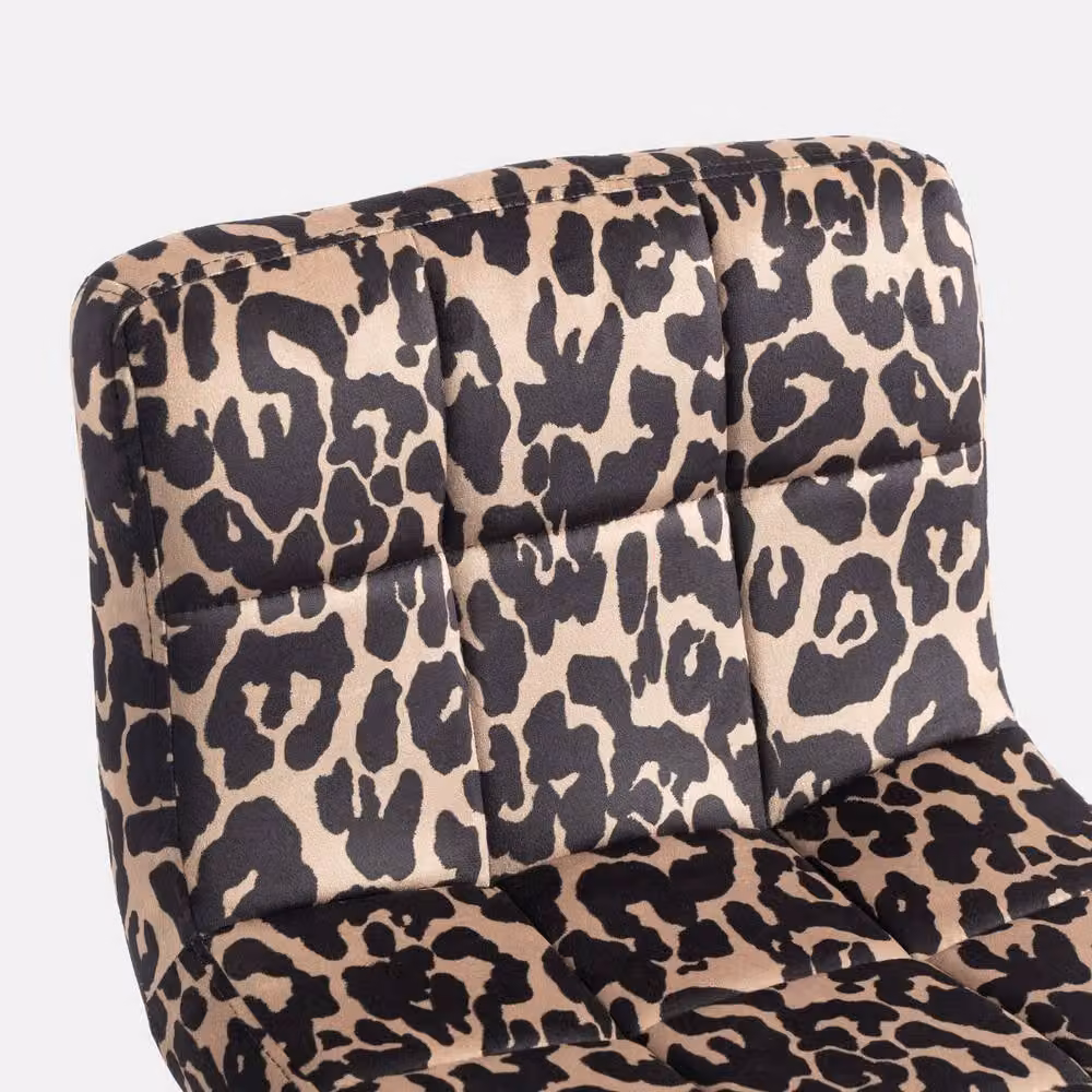 OHS Set of 2 Brown Animal Print Velvet Adjustable Swivel Bar Stools with Metal Frames – 3
