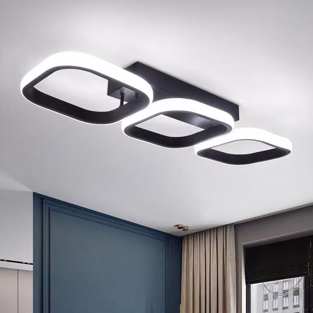COMELY Modern Square LED Ceiling Light, Black, 32W, 6000K Cool White