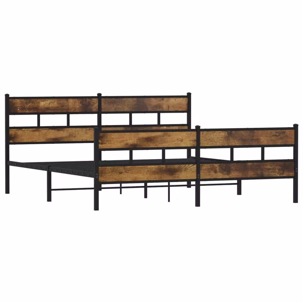 Berkfield Home Metal Bed Frame in Smoked Oak Brown, W/D/H: 180 x 200 cm – 3