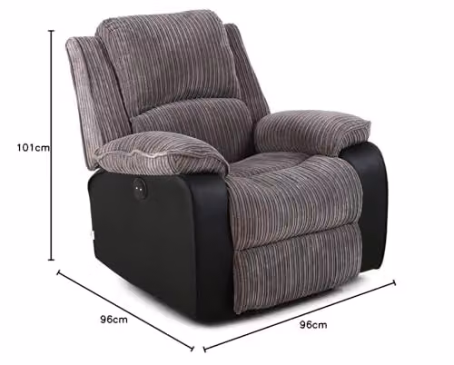 More4Homes Postana Electric High Back Jumbo Cord Fabric Recliner 1 Seater Sofa Armchair in Grey – 2