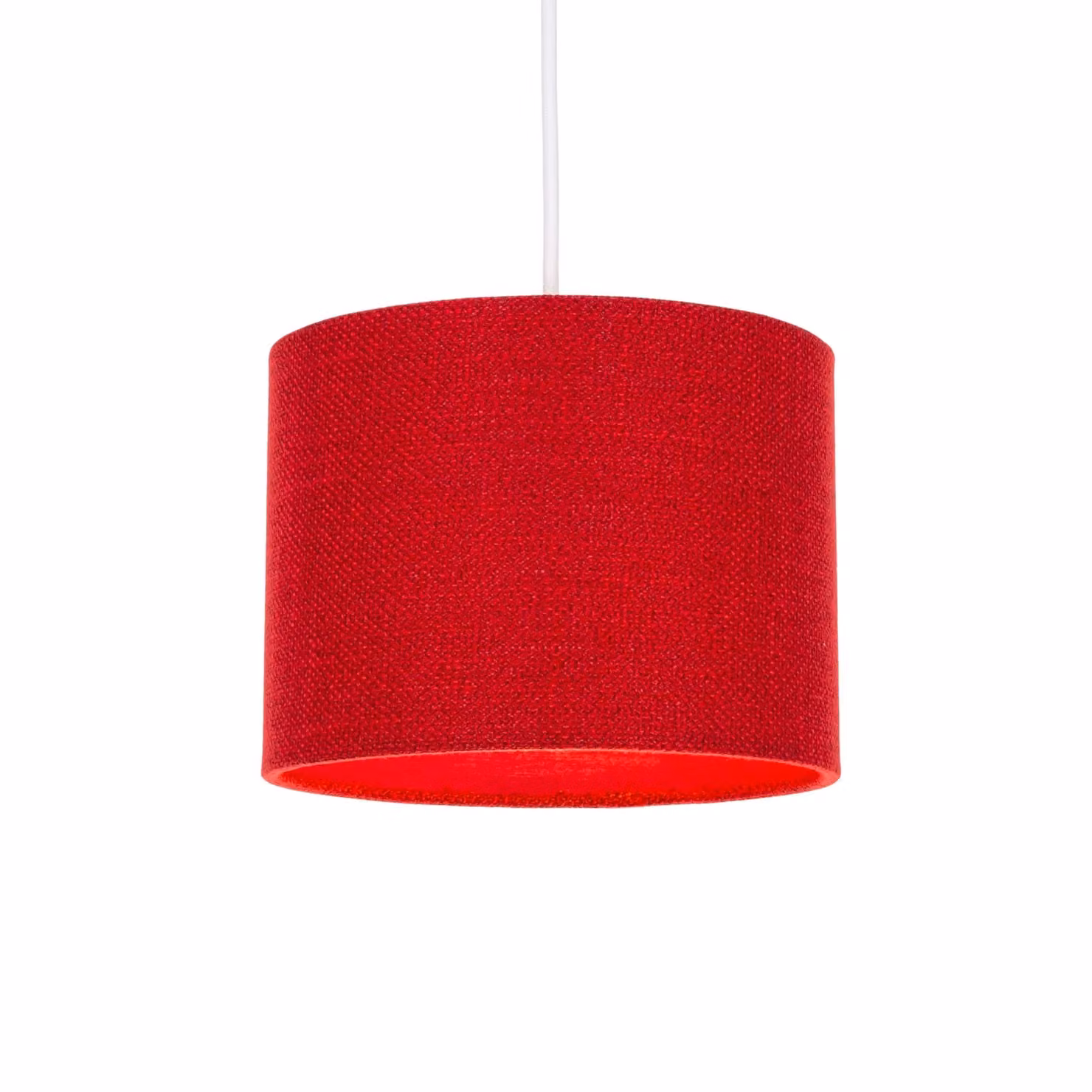 Happy Homewares Red and White Round Fabric Drum Lampshade, Diameter: 30.48 cm – 5