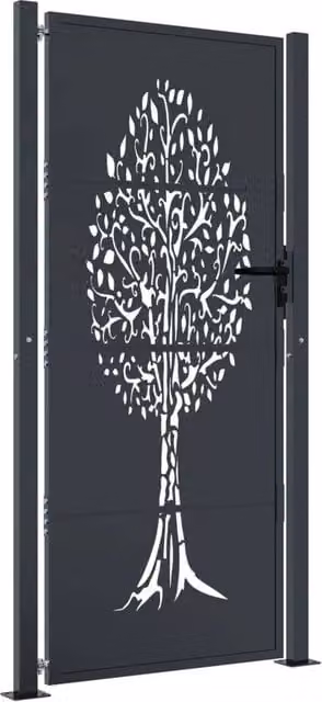 Berkfield Home Steel Garden Gate in Anthracite Grey, W: 105 cm, H: 180 cm – 1