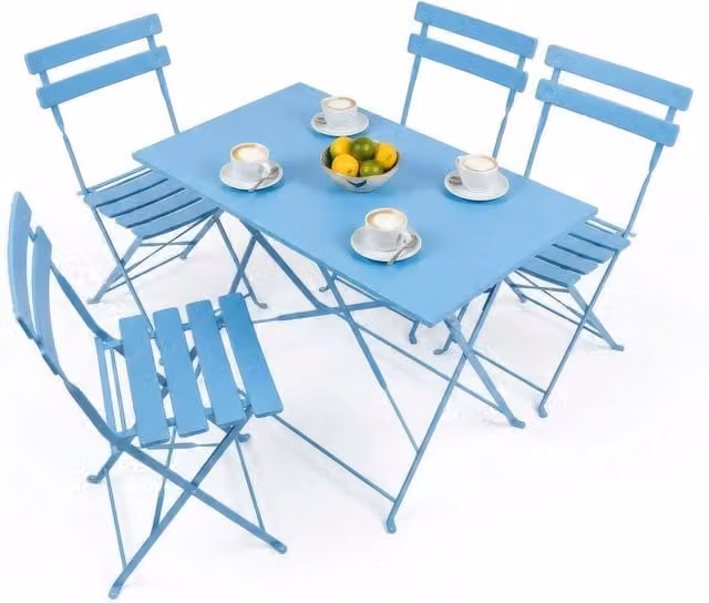 Harbour Housewares 5 Piece Sussex Folding Patio Bistro Set in Blue – 1