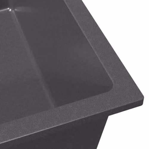 vidaXL Granite Composite Kitchen Sink, Grey, W: 38 cm, D: 44 cm, H: 20 cm – 7