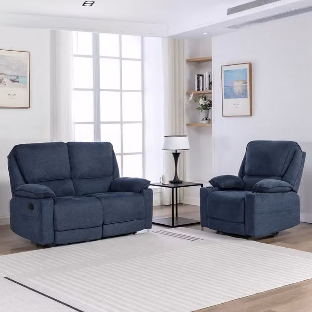 More4Homes Sydney 1+2 Seater Fabric Manual Recliner Sofa Set in Blue – 1