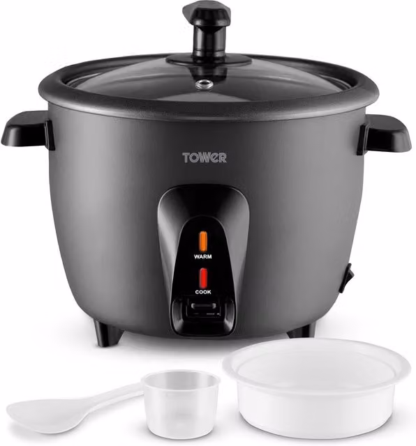 Tower 500W Rice Cooker with Keep Warm Function, Black