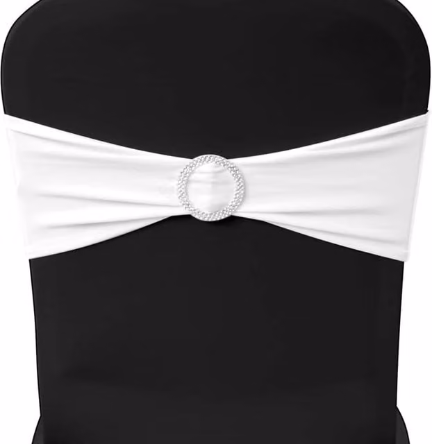 Berkfield Home Elegant 25 Piece White Stretchable Decorative Chair Band with Diamante – 1