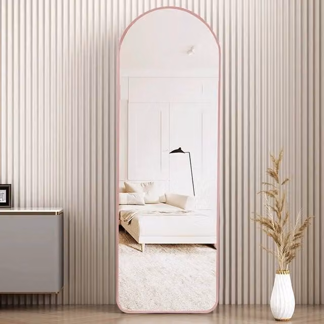 PAWNORA Modern Full-length Rectangular Dressing Mirror in Pink