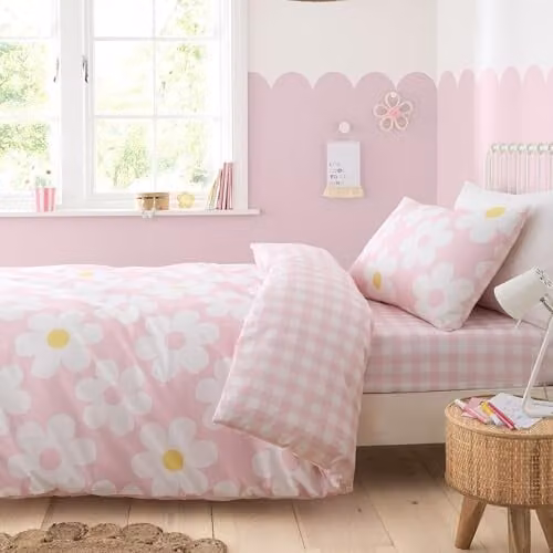 Ulster Weavers Bedlam Pink Flowers Reversible Duvet Cover and Pillowcase Set, W/D/H: 140 x 200 cm