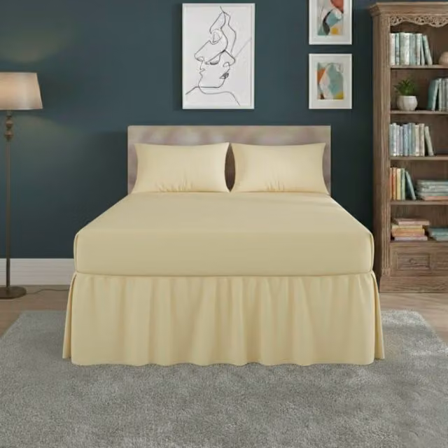 Snug City Double Fitted Valance Bed Sheet with Frill in Yellow, Polycotton, 140 x 200 cm – 1