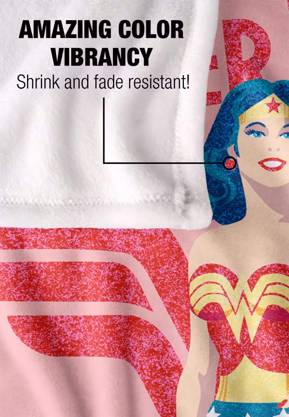 LOGOVISION Wonder Woman Sparkle Silky Touch Super Soft Fleece Throw Blanket, White and Multicolour, W: 152 cm, D: 127 cm – 3