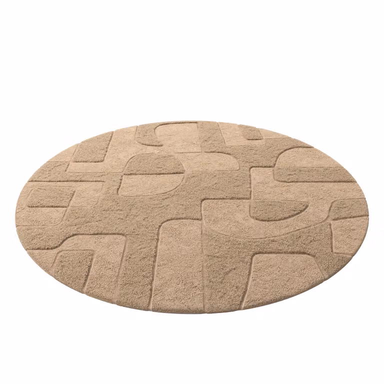 Dome Deco SABI Round Abstract Modern Carpet in Beige