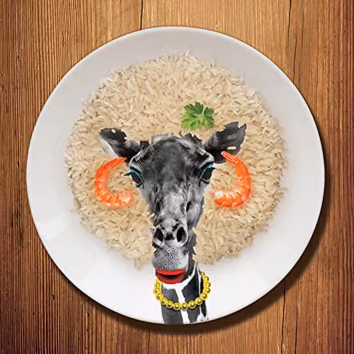 Wild Dining Giraffe Ceramic Dinner Plate in Mustard, Yellow, Black and White – 2
