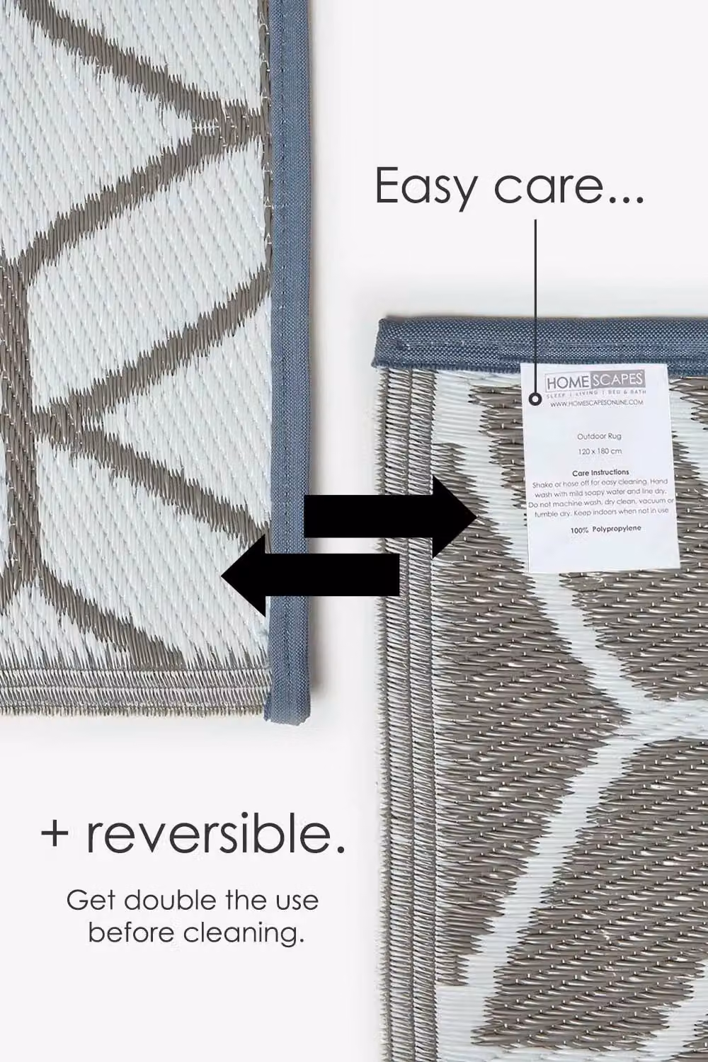 Homescapes Grey and White Geometric Outdoor Rug, W/D/H: 120 x 180 cm – 3