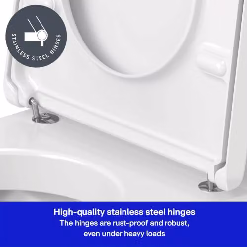 Duravit D-Code Compact Toilet Seat in White with Stainless Steel Hinges – 2