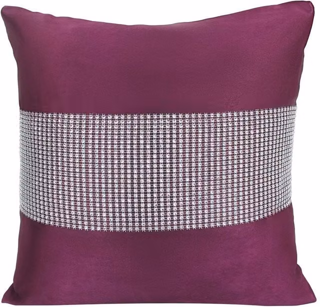 Velosso Manhattan Filled Cushion with Diamante Detail in Purple, W x D: 43 x 43 cm