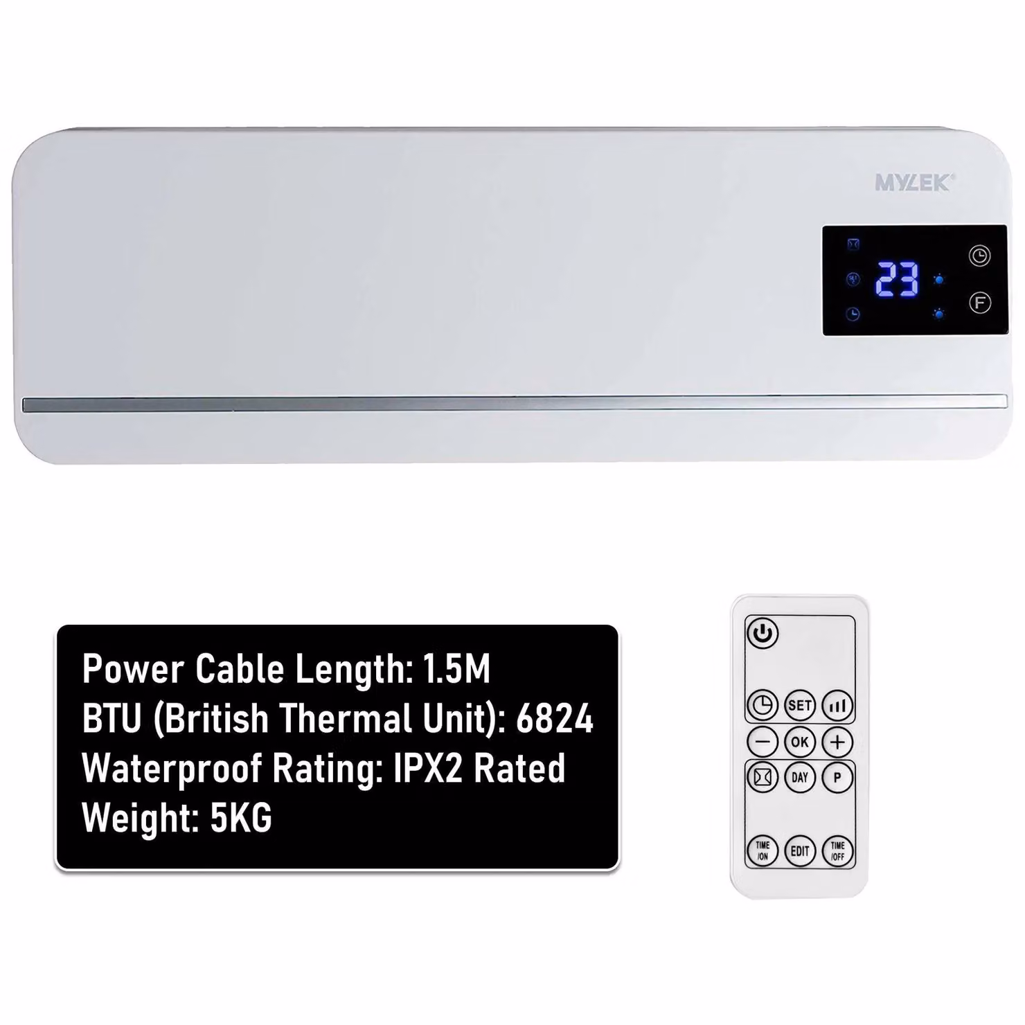 MYLEK 2kW Digital Electric Ceramic Over Door Fan Heater Air Curtain in White – 2