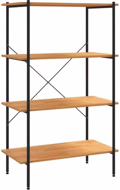 Berkfield Home 4-Tier Industrial Shelving Unit in Black and Oak, W/D/H: 80 x 40 x 130 cm