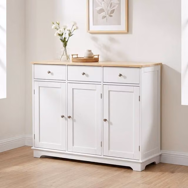 STILVORA White Sideboard with Adjustable Shelves and Drawers – 1