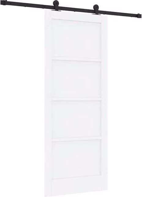 Berkfield Home Modern White Lacquered Solid Wood Pine Sliding Door with Hardware Set W: 83 cm, H: 202 cm