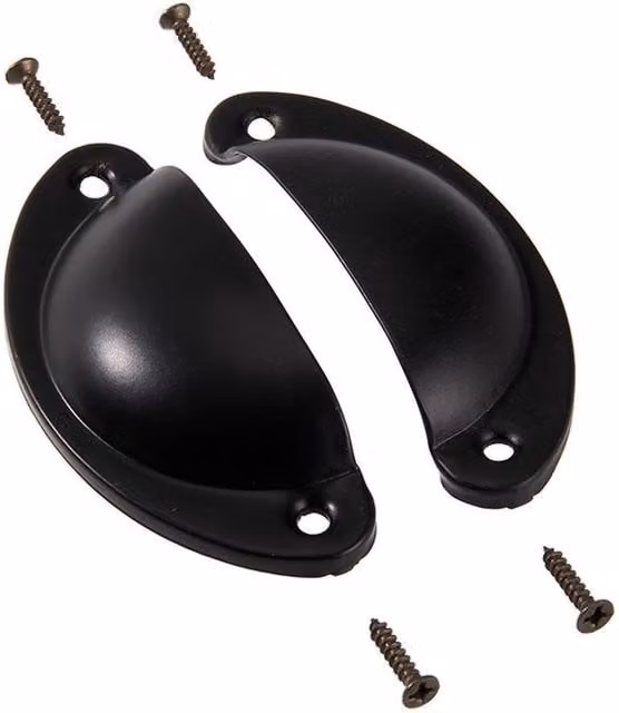 Living and Home 2-Piece Matt Black Iron-Nickel Alloy Shell Cup Pull Handles for Cabinets and Drawers – 1