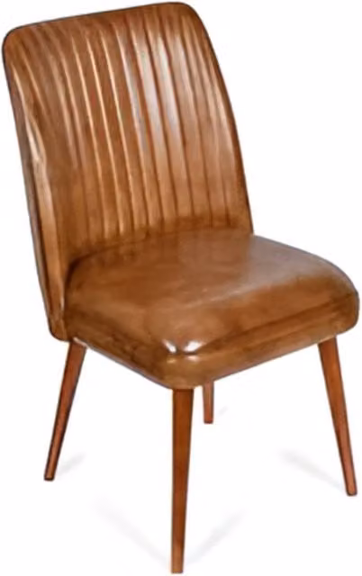 Elm Home And Garden Genuine Leather Kitchen Dining Chair in Tan Brown, H 93 cm x W 50 cm x D 61 cm
