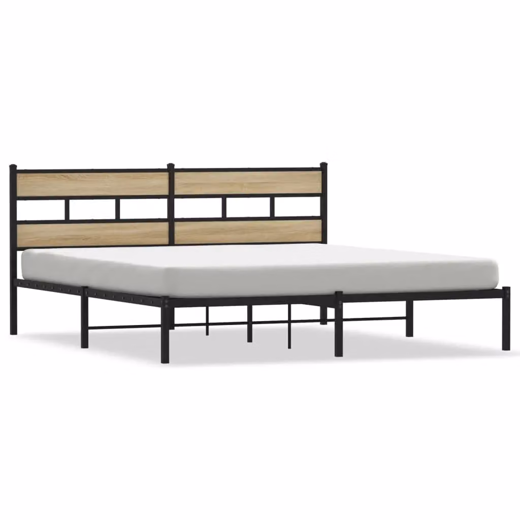Berkfield Home Metal Bed Frame in Sonoma Oak Brown, Super King, W: 180 cm, D: 200 cm – 2