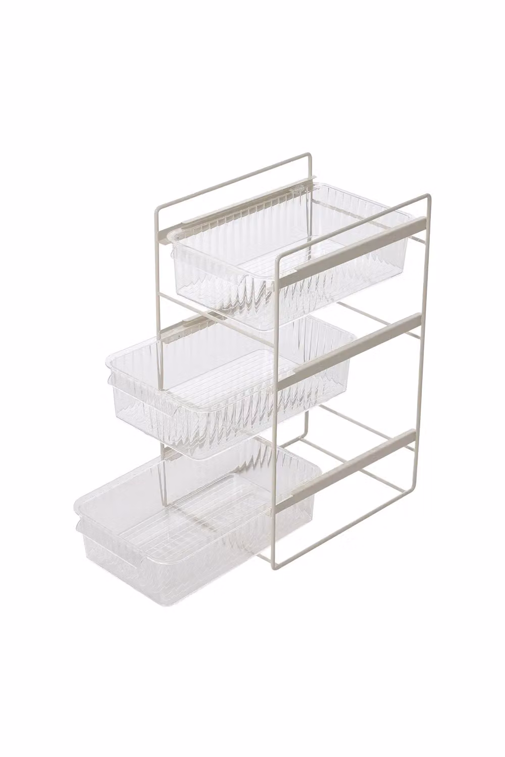 Living and Home 3-Tier Sliding Kitchen Storage Rack Pull-out Cabinet Organiser in White – 3