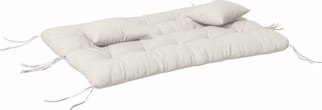 Outsunny White Outdoor Cushion Set with 1 Seat Cushion, 1 Back Cushion and 2 Pillows and Ties