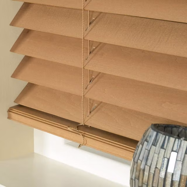 Terrys Made To Measure 50mm Basswood Wooden Venetian Blind in Brown Pecan