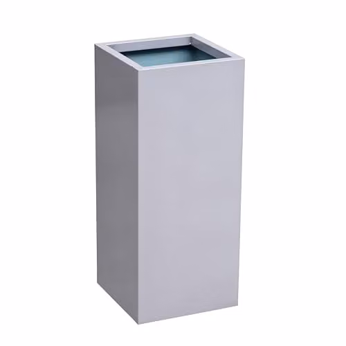 Primrose Galvanised Steel Tall Rectangular Cube Planter in Silver H: 75 cm, W: 32 cm