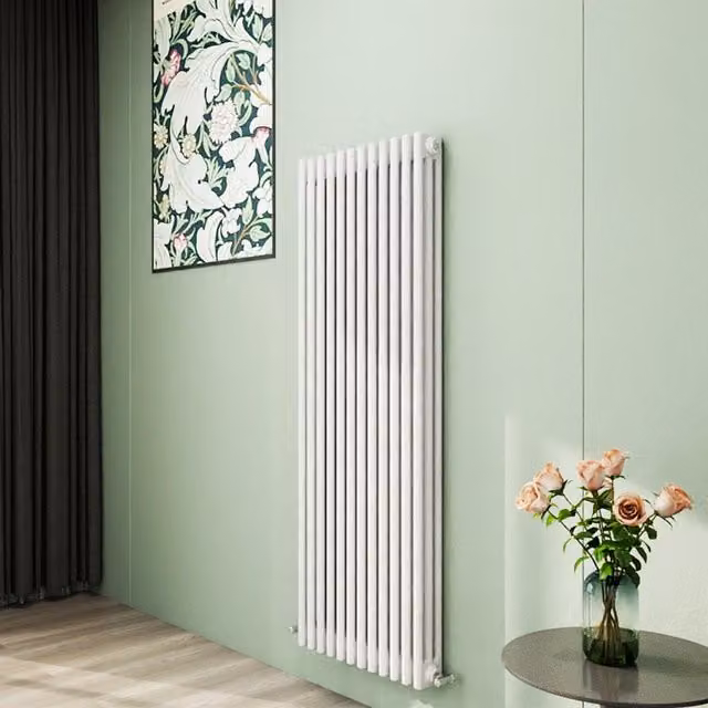 AicaBathroom Vertical Traditional Cast Iron Style 3 Column Radiator, White, H: 150 cm, W: 56 cm, D: 56 cm