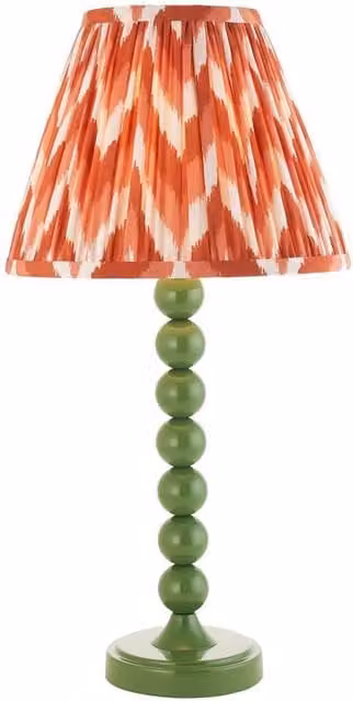 Netlighting Higgledy Gloss Green Table Lamp with Orange Fabric Zigzag Shade, Diameter: 25 cm, E14 – 1