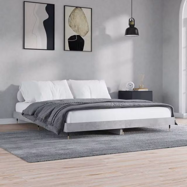 Berkfield Home Modern Upholstered Bed Frame in Grey, W/D/H: 200 x 20 x 203 cm