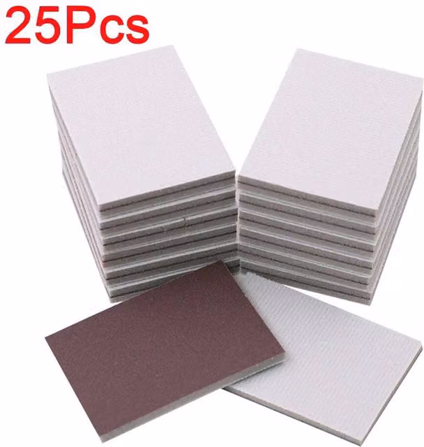 NESTLUNE 25-Piece Wet and Dry Sanding Sponge Block Foam Sandpaper Pads, Brown