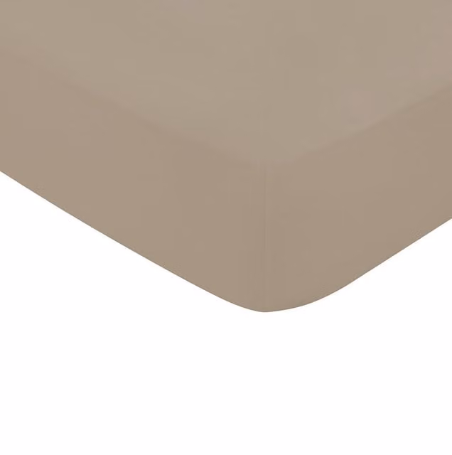 1951 Luxury 400 Thread Count Cotton Mako Satin Fitted Sheet in Beige, W/D: 180 x 200 cm – 1