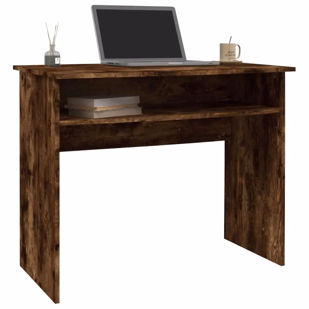 Berkfield Modern Computer Desk in Smoked Oak Brown, W/D/H: 90 x 50 x 74 cm – 3