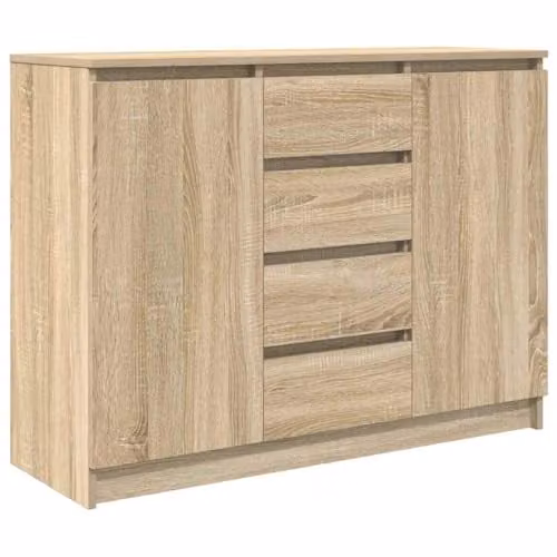 vidaXL Modern Sideboard with Drawers in Sonoma Oak, Brown, W/D/H: 100.5 x 35 x 76 cm