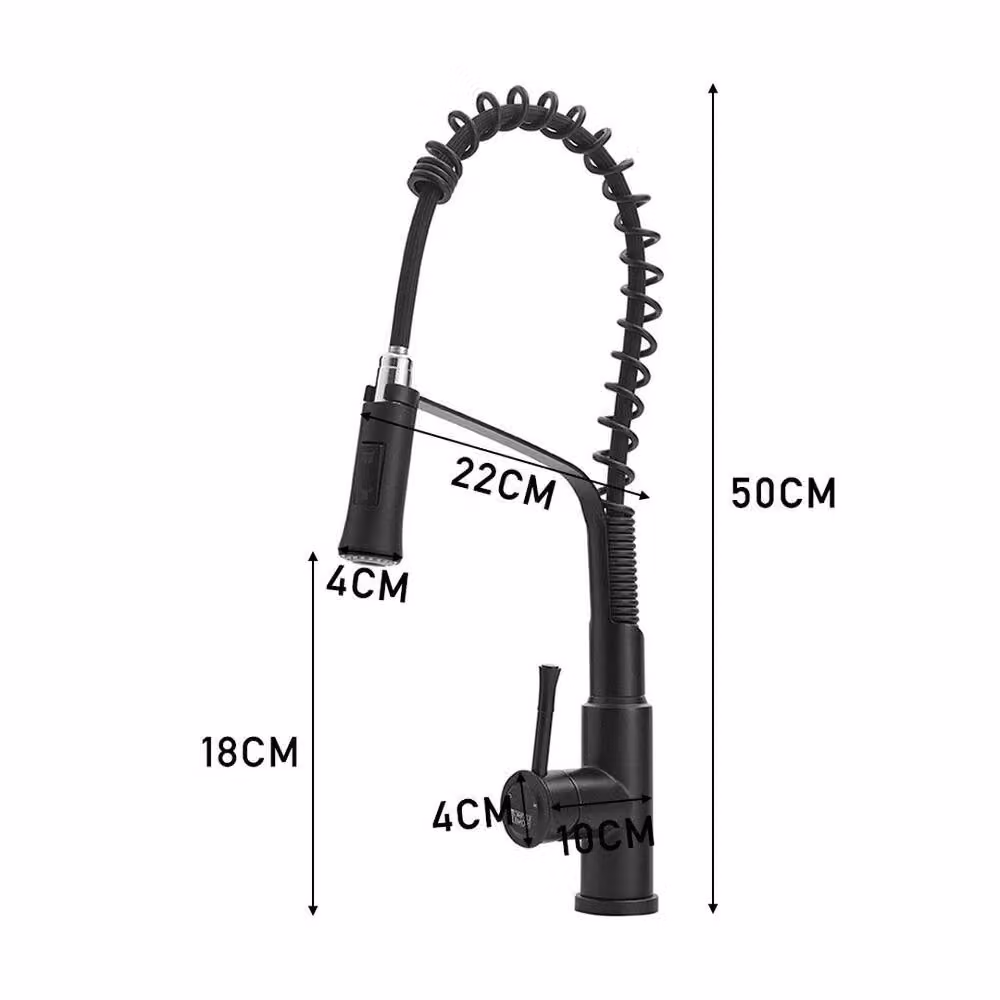 KORVIXA Matt Black Kitchen Sink Mixer Tap with Single Lever and Pull Out Spout with 2 Spray Modes – 2