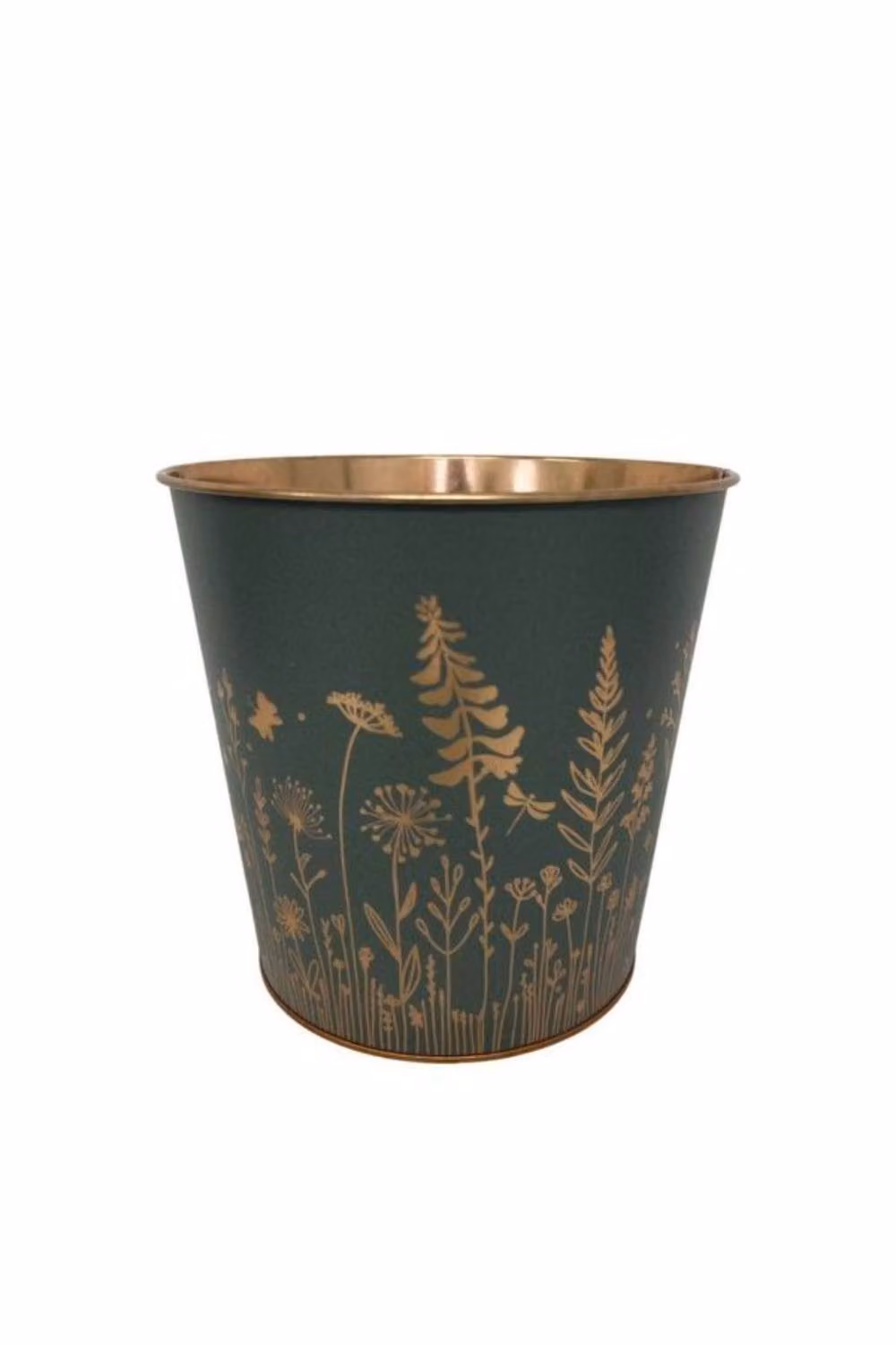 KDMD Dark Green Wild Flowers Zinc Metal Planter Pot, 2 Pack – 2