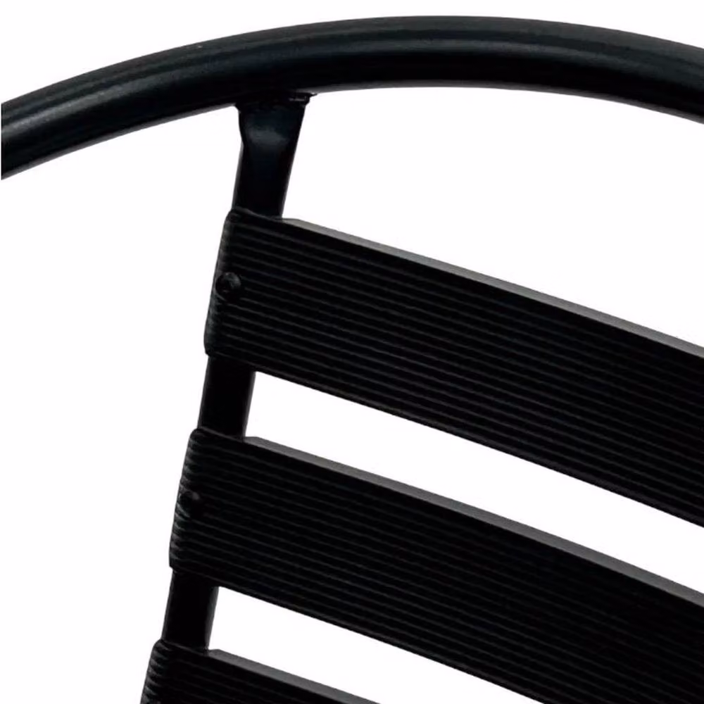 NESTLUNE Set of 4 Black Matt Powder Coated Steel Stackable Garden and Patio Chairs – 4