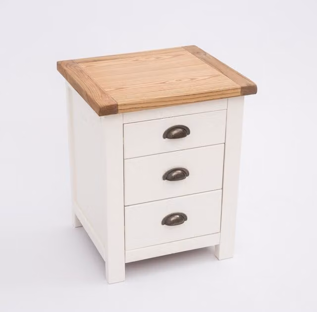 Cabinet Bits Lovere 3 Drawer Bedside Cabinet in Off-White and Gold