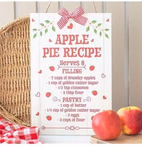 KDMD Autumn Skies & Apple Pies White Wooden Hanging Wall Plaque – 1