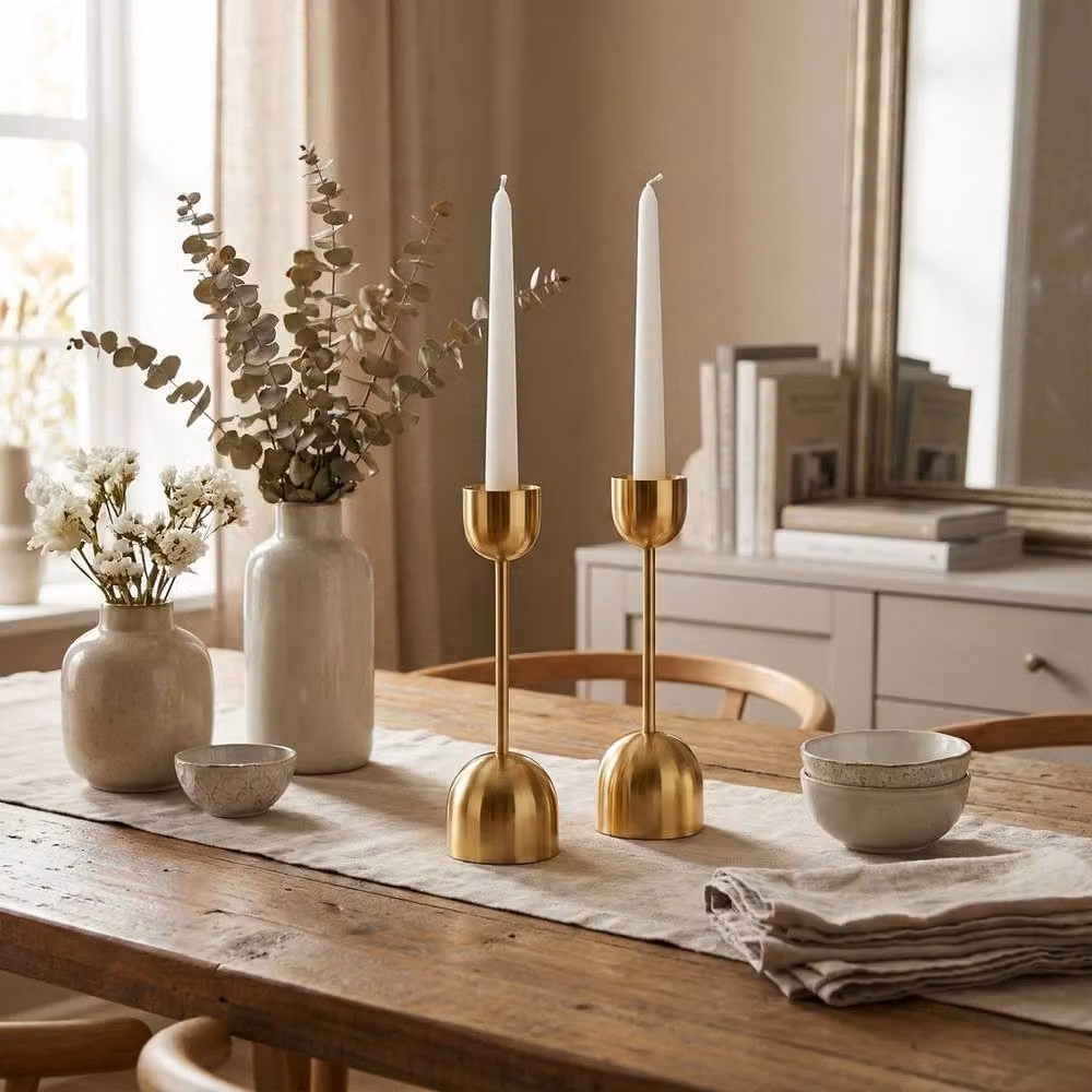 EONLION Gold Metal Taper Candlestick Bell Candle Holder Stand, Height: 25 cm – 2