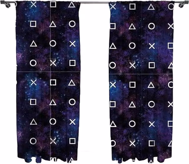 Playstation Nebula Multicoloured Blackout Fabric Panel Curtains