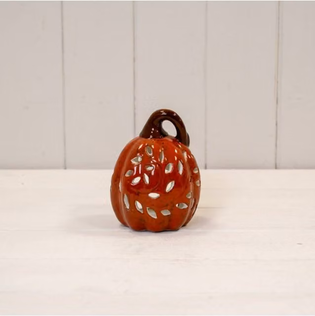 KDMD Orange Ceramic Pumpkin Tealight Holder
