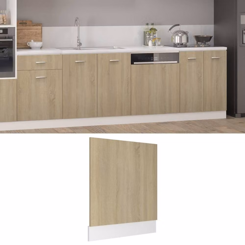 Berkfield Home Durable Dishwasher Panel in Sonoma Oak Light Brown, W: 59.5 cm, D: 3 cm, H: 67 cm – 2