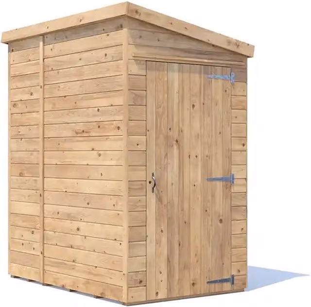 Dunster House Wooden Pent Roof Shed in Brown, 4x6ft