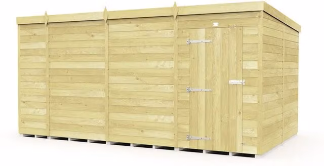 Buttercup Farm Brown Pent Shed with Single Door and No Window, L231 x W387 x H201 cm