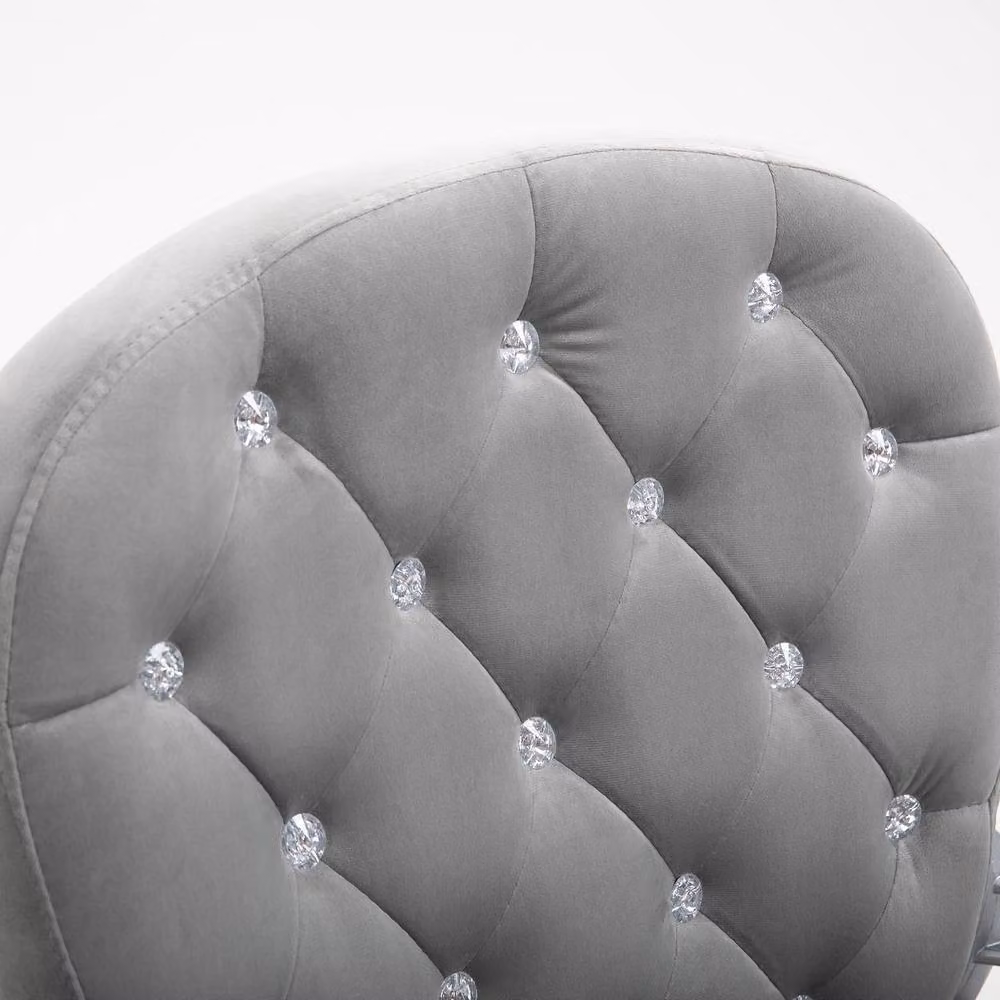 ERGOVEXA Grey Velvet Swivel Task Chair for Home Office and Bedroom, H 103 x W 60.5 x D 59.5 cm – 3